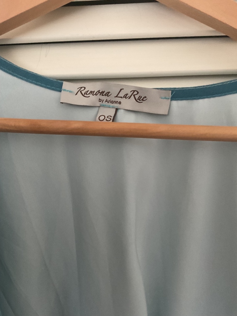 Ramona LaRue Coral Reef Tie Blouse Blue - Picture 4 of 6